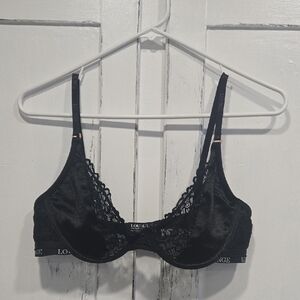 BLACK LOUNGE SILK BALCONY BRA..SIZE 36C.   #7735
